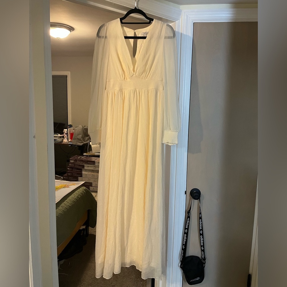 Baltic Born Juliette Off Ivory Shimmer Maxi Dress